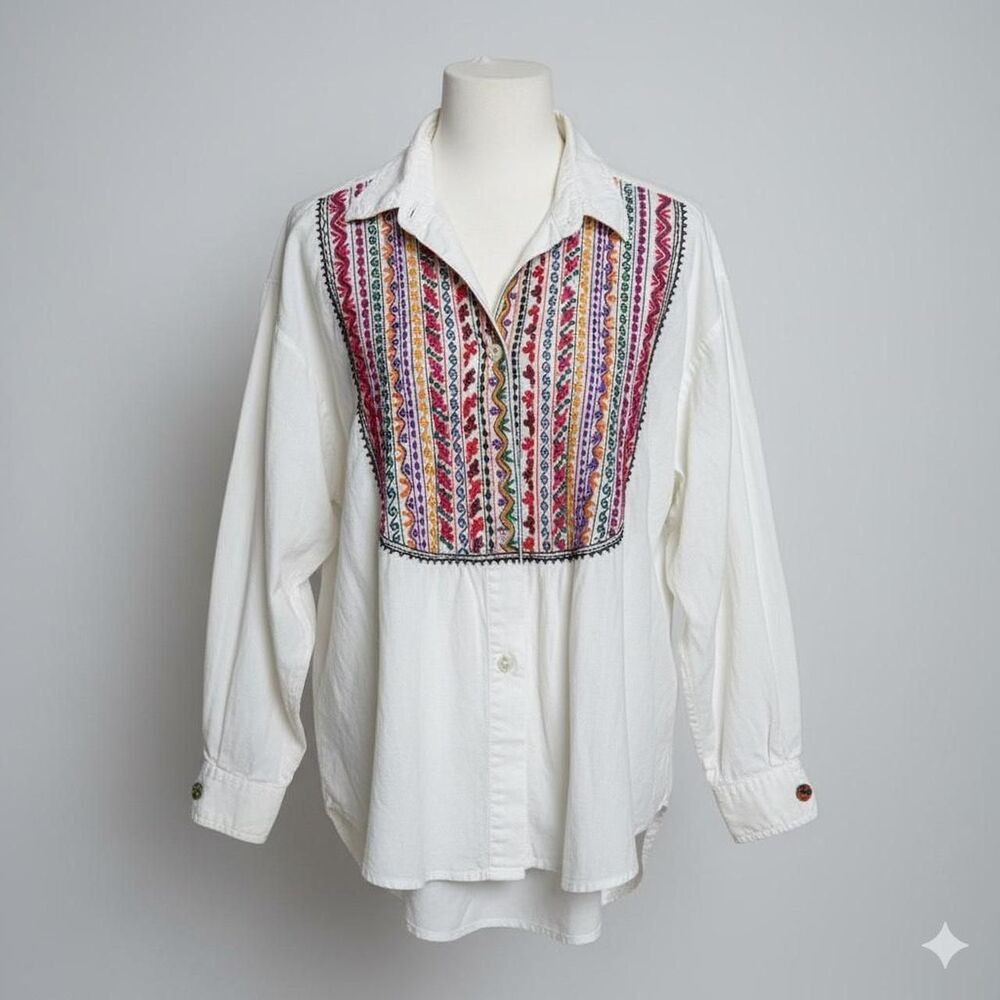 Vintage 80s western Tarazzia Internationale Embroidered buttons up shirt size L